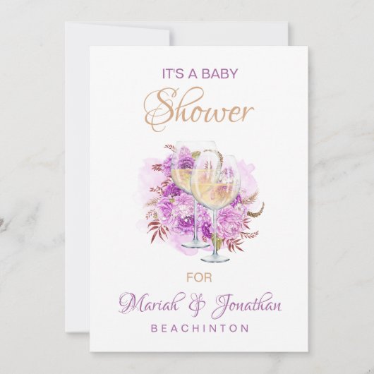 *~* Eleganter Weinkäse BABY SHOWER Einladung (Vorderseite)