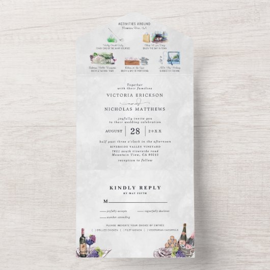 Eleganter Weinkeller und Weine auf einer Hochzeit All In One Einladung (Innen Boden)