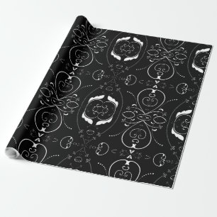 Eleganter Weiß-Schnörkel u. Verschönerungen auf Geschenkpapier