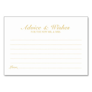 Eleganter Weiß-und Goldhochzeits-Rat und Wünsche Tischnummer