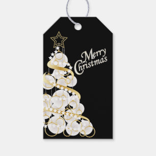 Eleganter Weiß-und Goldweihnachtsbaum Geschenkanhänger