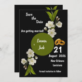 Eleganter Weißblütenzweig Save the Date Blumenzwei (Vorne/Hinten)