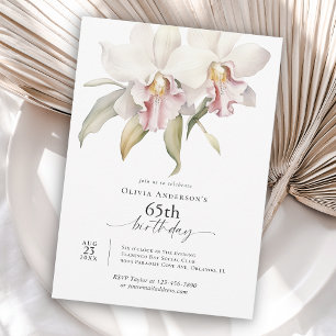 Eleganter Weiße Orchideen Floral 65. Geburtstag Einladung