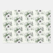 Eleganter Weißer Anemone Protea Eukalyptus Romanti Geschenkpapier Set (Vorderseite 3)