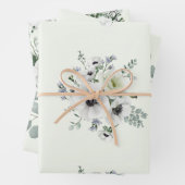 Eleganter Weißer Anemone Protea Eukalyptus Romanti Geschenkpapier Set (Beispiel)