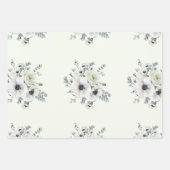 Eleganter Weißer Anemone Protea Eukalyptus Romanti Geschenkpapier Set (Vorderseite)