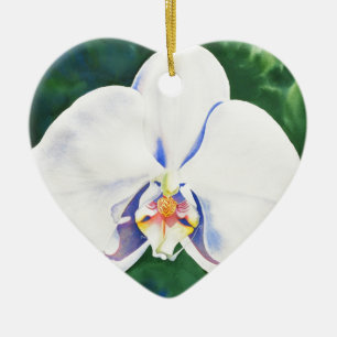 Eleganter weißer Aquarellorchid Keramikornament