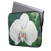 Eleganter weißer Aquarellorchid Laptopschutzhülle (Vorderseite Links)