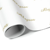 Eleganter, weißer, benutzerdefinierter Skriptname  Geschenkpapier (Rolleneckpunkt)