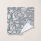 Eleganter weißer Blaue Marmor Badhandtuch Set (Waschlappen)