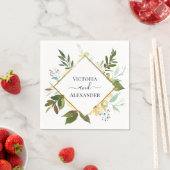 Eleganter, weißer, blauer goldfarbener Rahmen Hoch Serviette (Beispiel)