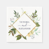 Eleganter, weißer, blauer goldfarbener Rahmen Hoch Serviette (Vorderseite)