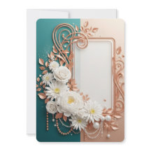 Eleganter Weißer Blumen-Roségold-Rahmen