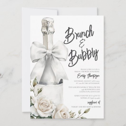 Eleganter Weißer Blumenbrunch und Bubbly (Vorderseite)