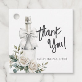 Eleganter Weißer Blumenbrunch und Bubbly Geschenkanhänger