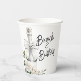 Eleganter Weißer Blumenbrunch und Bubbly Stickers Pappbecher