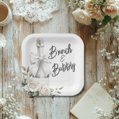 Eleganter Weißer Blumenbrunch und Bubbly Stickers Pappteller