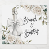 Eleganter Weißer Blumenbrunch und Bubbly Stickers Schaumweinetikett (Einzelnes Label)