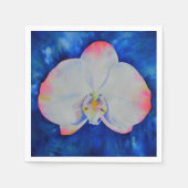 Eleganter, weißer, blumenfarbener Orchid Serviette (Vorderseite)