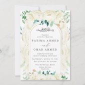 Eleganter Weißer Blumengarten Islamische Hochzeit Einladung (Vorderseite)