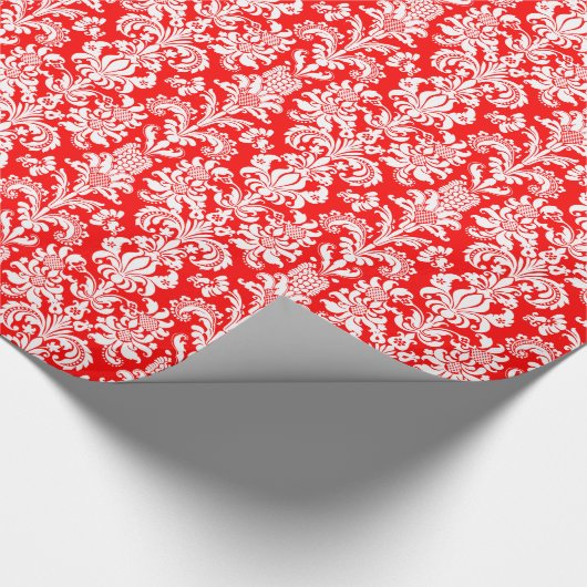 Eleganter weißer Blumenkorb roter Hintergrund Geschenkpapier (Ecke)
