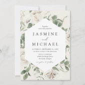 Eleganter weißer Blumenrahmen Einladung (Vorderseite)