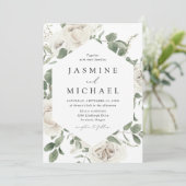 Eleganter weißer Blumenrahmen Einladung (Stehend Vorderseite)