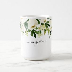 Eleganter Weißer Blumenstrauß mit individuellem Na Kaffeetasse