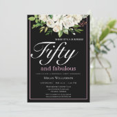 Eleganter, weißer Blumenstrauß und herrlicher Gebu Einladung (Stehend Vorderseite)