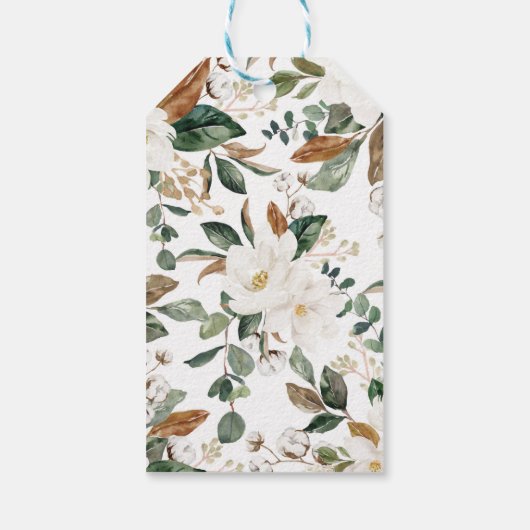 Eleganter weißer Blumenwald Deer Baby Geschenkanhänger (Rückseite)