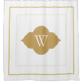 Eleganter, weißer Border Monogram Letter Shower Duschvorhang (Vorderseite)