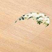 Eleganter weißer Botanischer Hochzeitsplatz Acryleinladungen (Ablage )