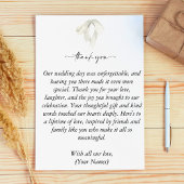 Eleganter weißer Bow verbindet die Knotenhochzeit Dankeskarte