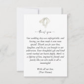 Eleganter weißer Bow verbindet die Knotenhochzeit Dankeskarte (Vorderseite)