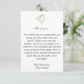 Eleganter weißer Bow verbindet die Knotenhochzeit Dankeskarte (Stehend Vorderseite)