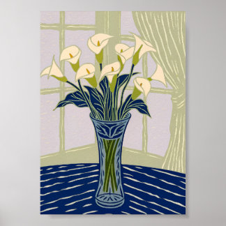 Eleganter Weißer Calla-Lilien-Kunstprint Minimalis Poster