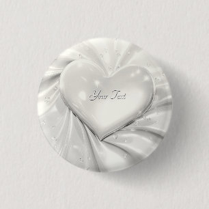 Eleganter weißer Creme-Herzknopf Button
