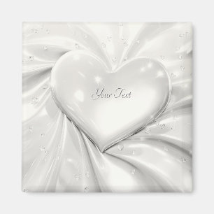 Eleganter Weißer Creme-Herzmagnet Magnet