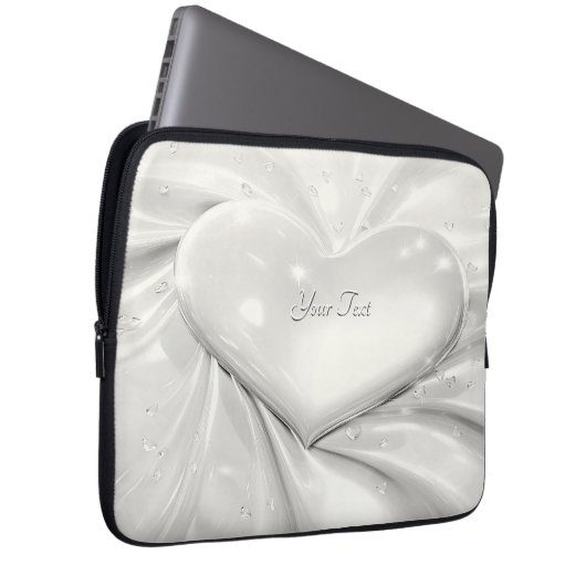 Eleganter, weißer cremefarbener Laptop-Sieb Laptopschutzhülle (Vorne Rechts)