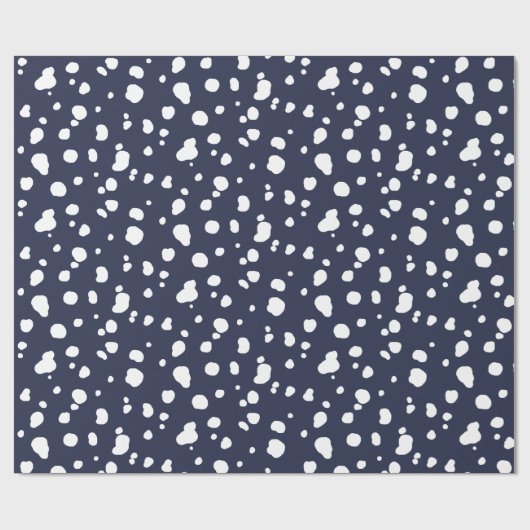 Eleganter Weißer Dalmatiner Spots und Marine Geschenkpapier (Flach)