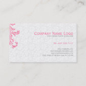Eleganter weißer Damaskus Rosa Blütenwirbel Visitenkarte (Rückseite)