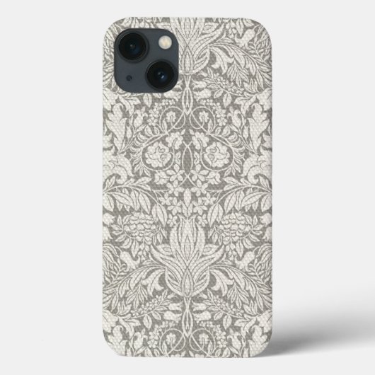 eleganter weißer Damast-Spitzenbrokat Case-Mate iPhone Hülle (Rückseite)