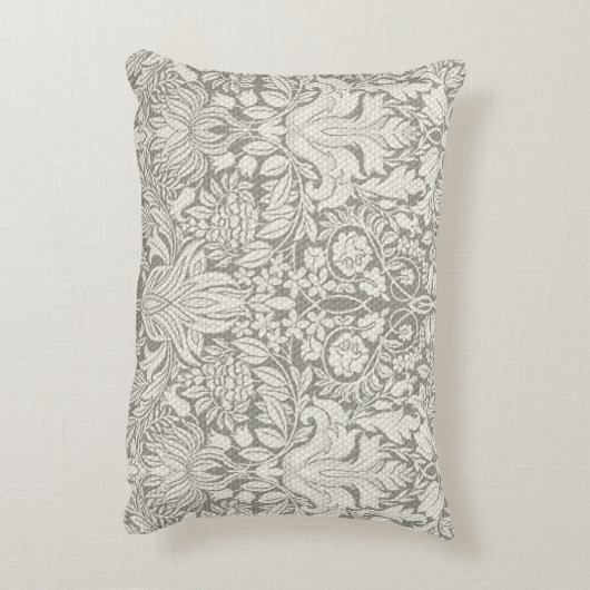 eleganter weißer Damast-Spitzenbrokat Dekokissen (Rückseite(Vertikal))