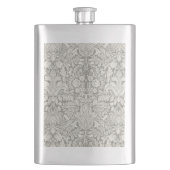 eleganter weißer Damast-Spitzenbrokat Flachmann (Vorderseite)