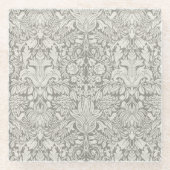 eleganter weißer Damast-Spitzenbrokat Glasuntersetzer (Vorderseite)