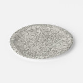 eleganter weißer Damast-Spitzenbrokat Pappteller (Schrägansicht)