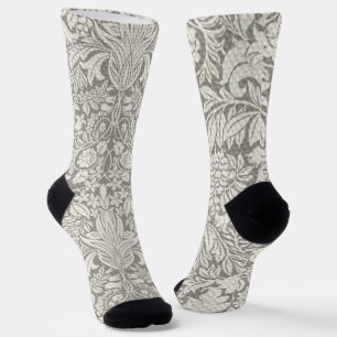 eleganter weißer Damast-Spitzenbrokat Socken