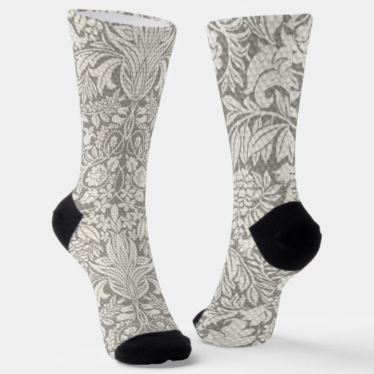 eleganter weißer Damast-Spitzenbrokat Socken (Gewinkelt)