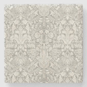eleganter weißer Damast-Spitzenbrokat Steinuntersetzer (Vorderseite)