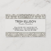 eleganter weißer Damast-Spitzenbrokat Visitenkarte (Rückseite)